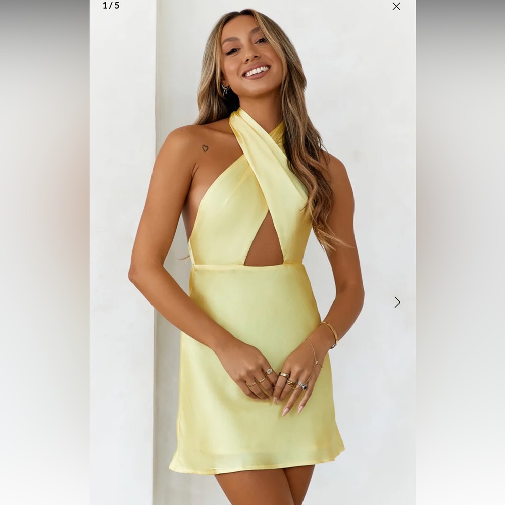 Yellow Satin Dress from Hello Molly